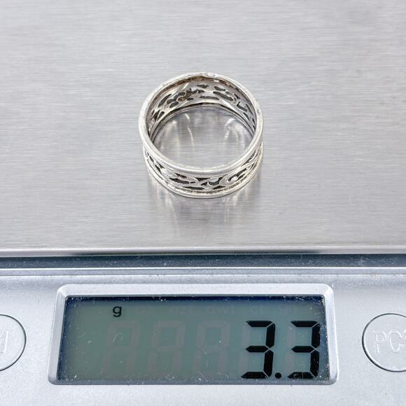 Filigree Eternity Band | Openwork Design | Vintage Sterling Silver 925 Size 6.5 - Picture 9 of 9